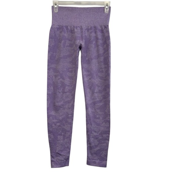 NVGTN Pants - NVGTN Women's Athletic Seamless Leggings Purple Camo Yoga High Waisted Size SM